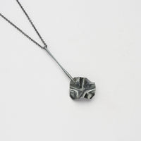 Decorative Concepts drop pendant, a considered mark in black oxidised silver — Mwclis Arian