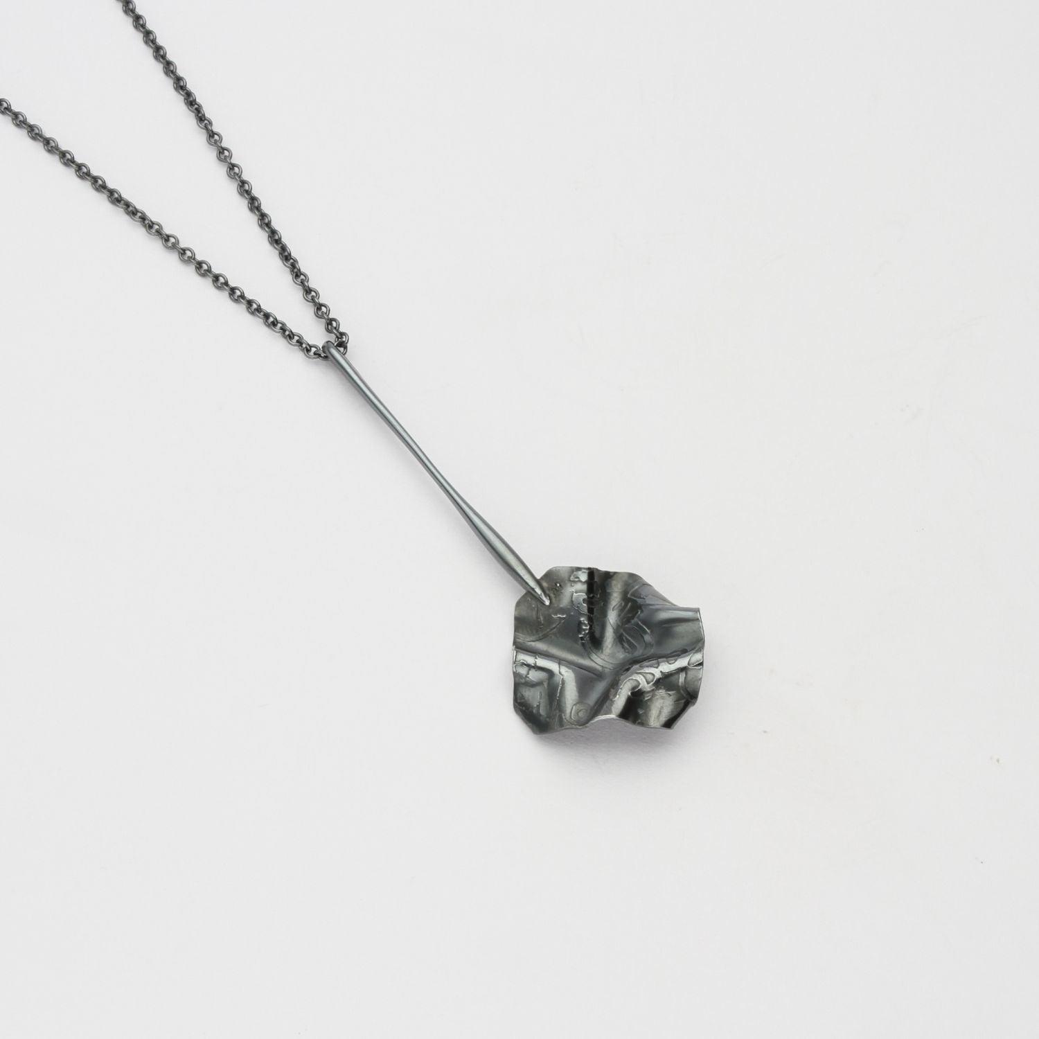 Decorative Concepts drop pendant in black oxidised silver, front view