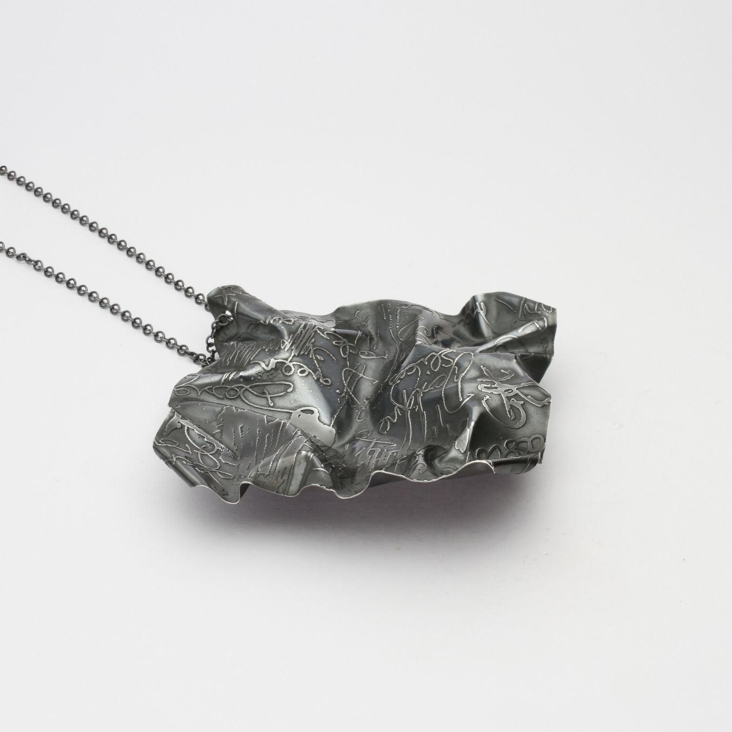 Decorative Concepts large pendant in black oxidised silver, close-up detail