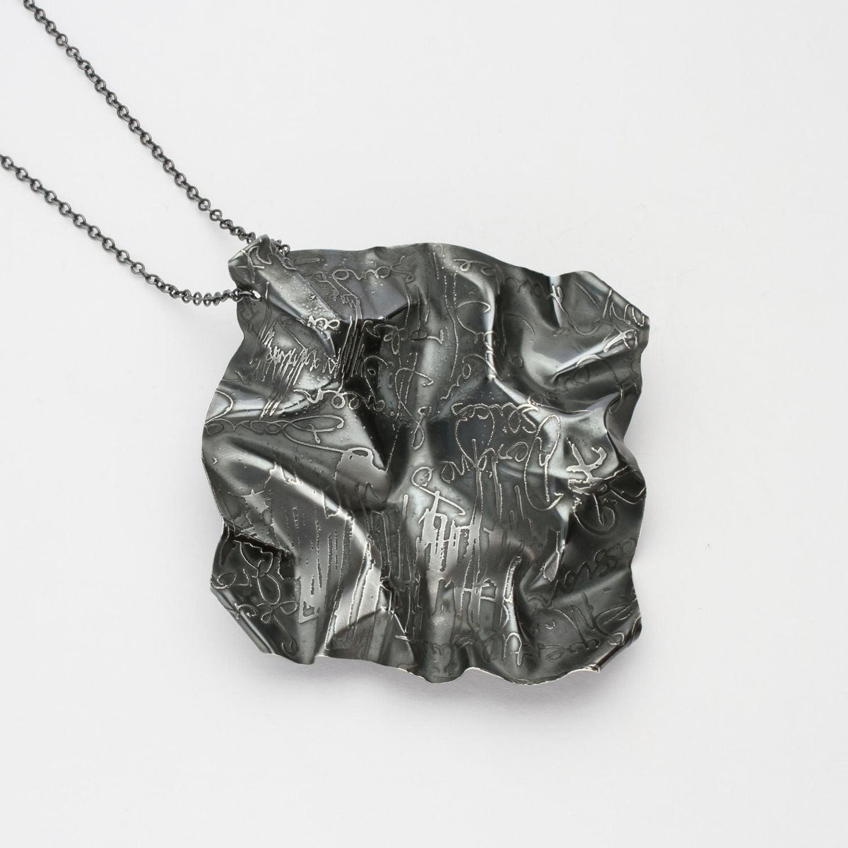 Decorative Concepts large pendant in black oxidised silver, front view