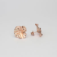 Decorative Concepts large stud earrings in 18ct rose gold plated silver, close-up detail