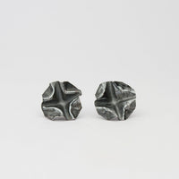 Decorative Concepts large stud earrings in black oxidised silver, front view