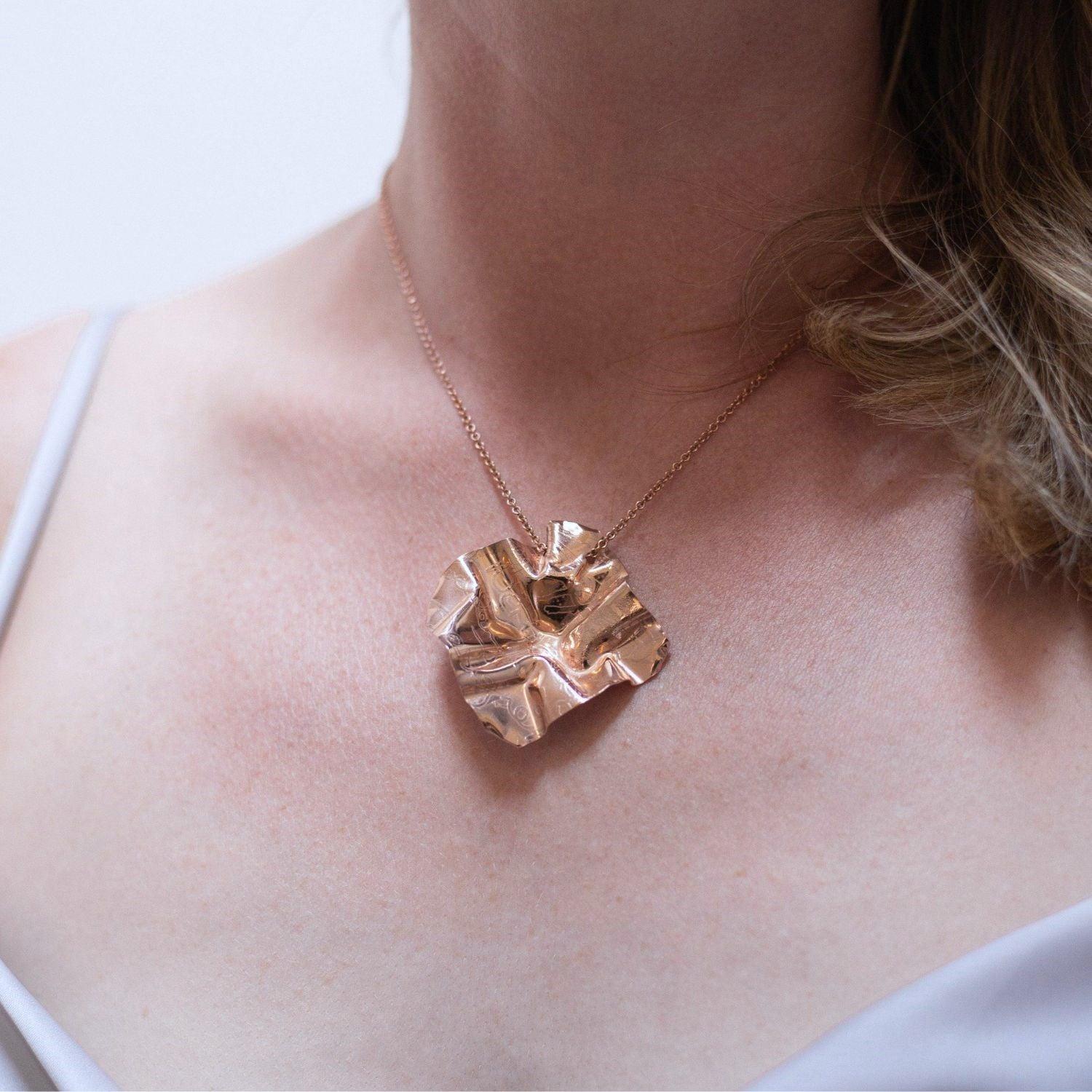 Decorative Concepts medium pendant in 18ct rose gold plated silver, side view