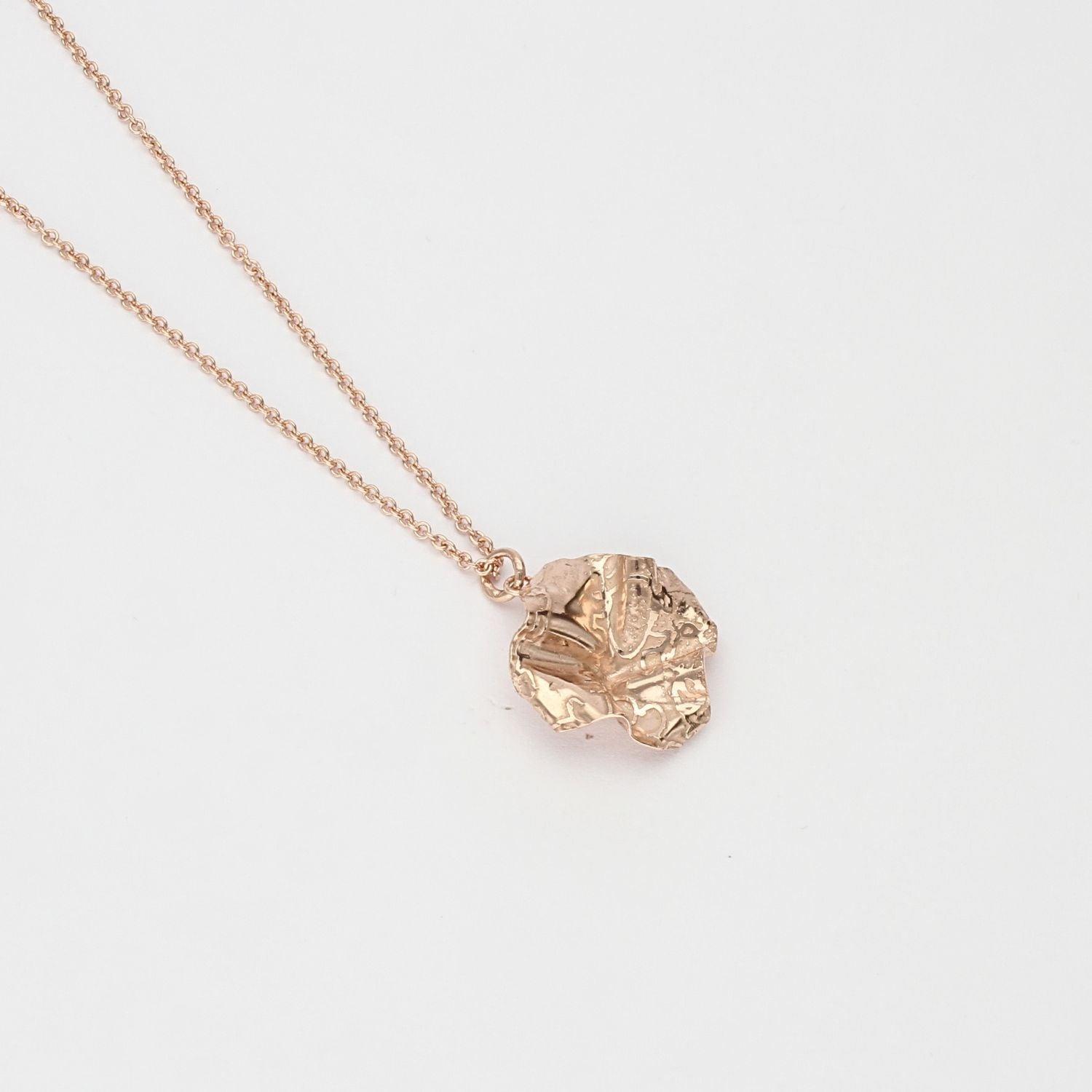 Decorative Concepts pendant, 18ct rose gold plated silver — a mark drawn from Mari's own sketchbook — Mwclis Arian ac Aur