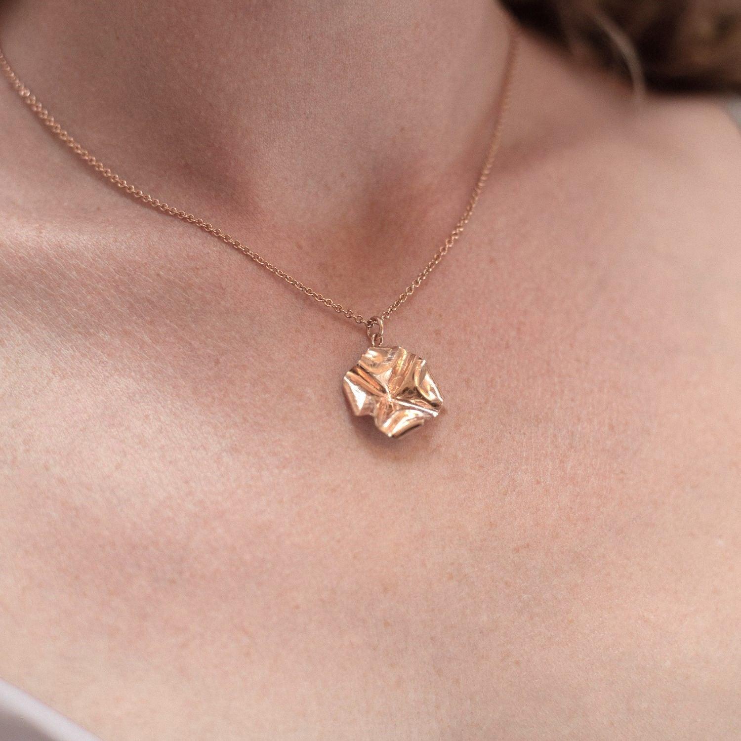 Decorative Concepts small pendant in 18ct rose gold plated silver, side view