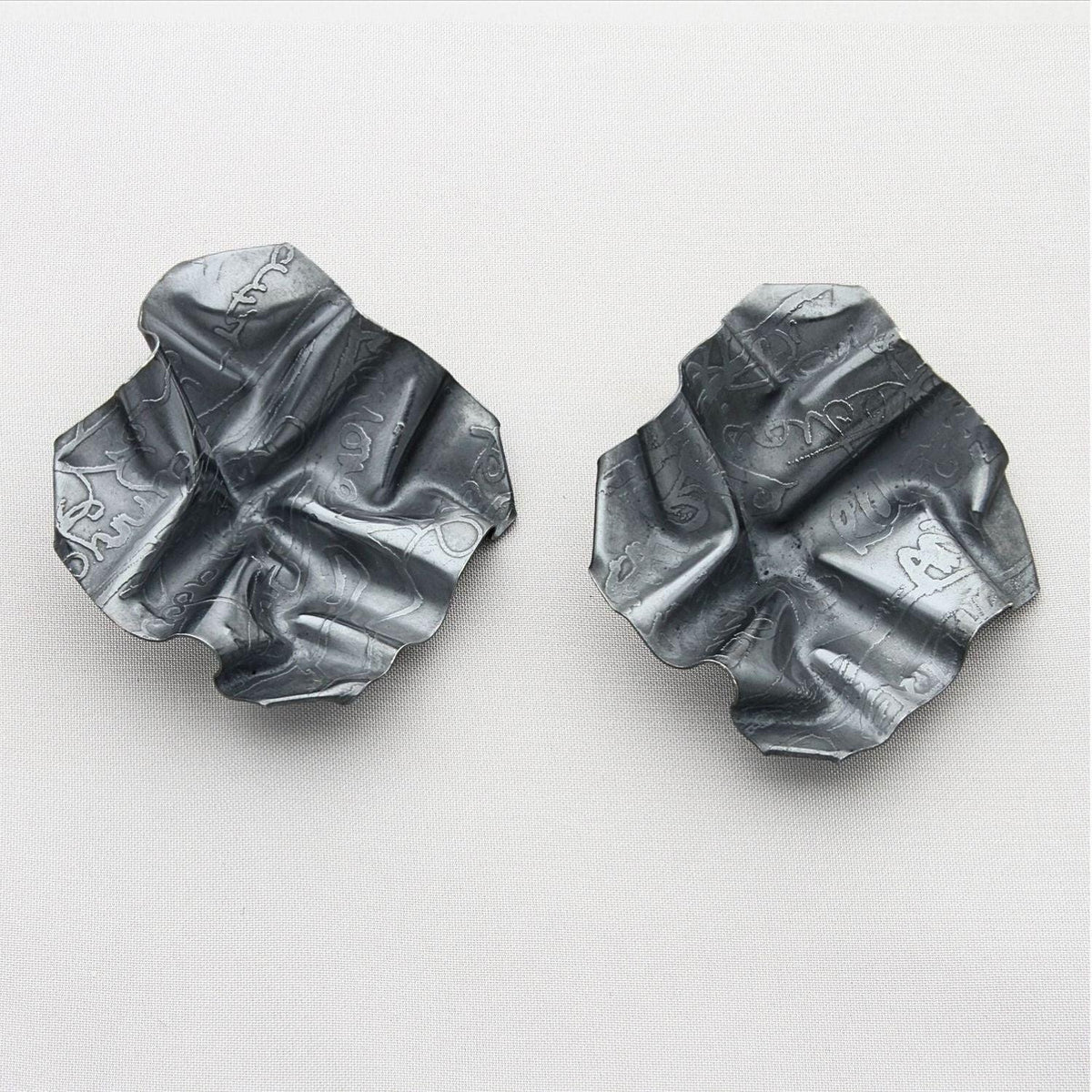 Decorative Concepts statement earrings in black oxidised silver, front view