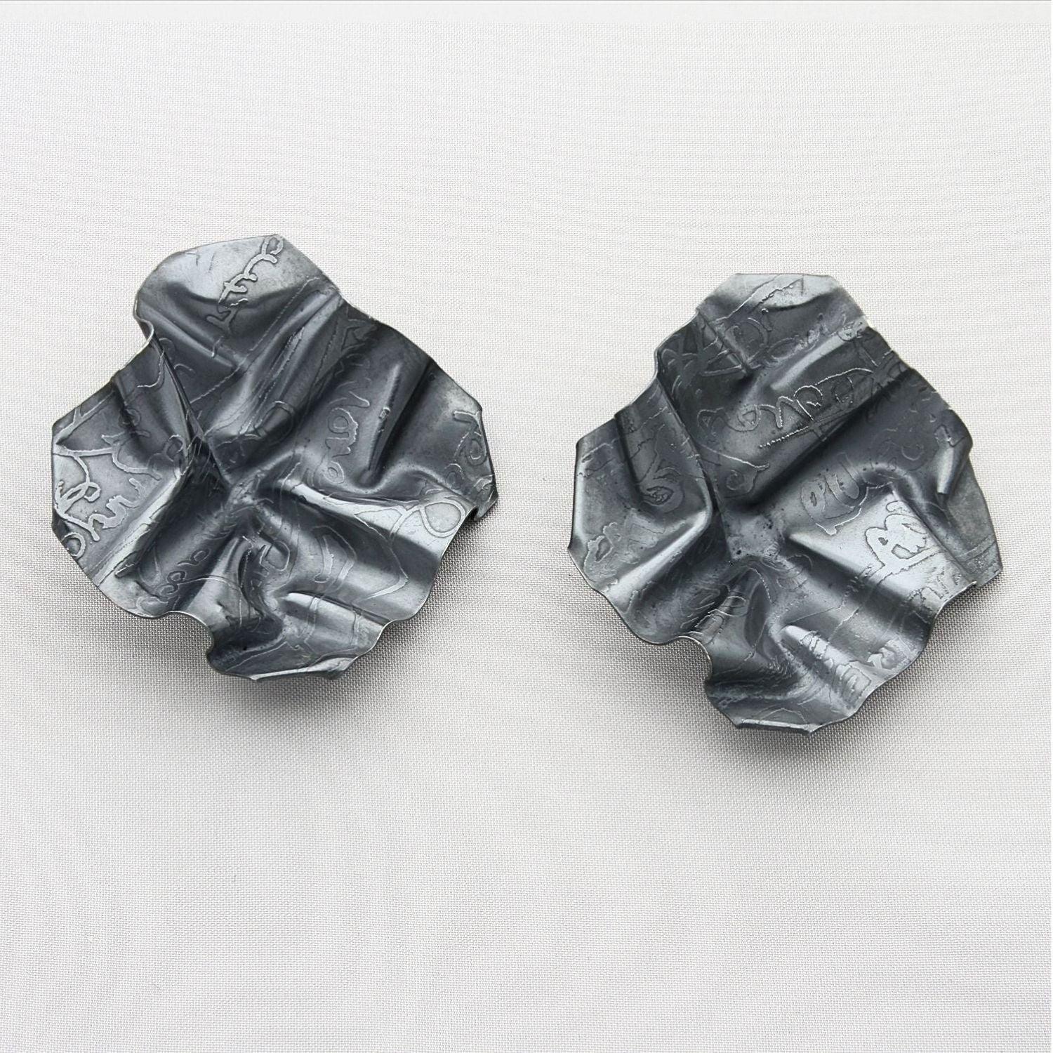 Decorative Concepts statement earrings in black oxidised silver, front view