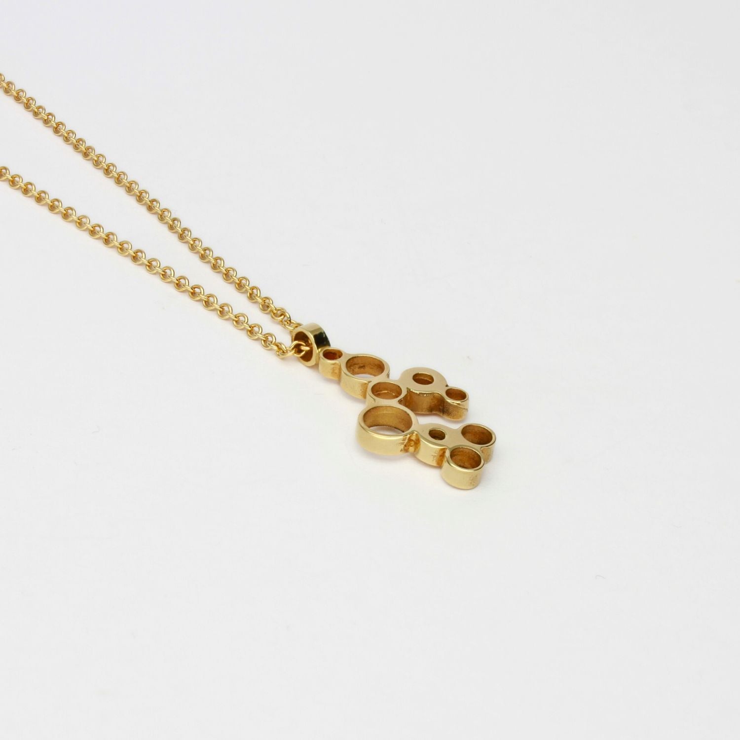 Golden Bubbles small pendant, effervescent design, side view — Mwclis Aur