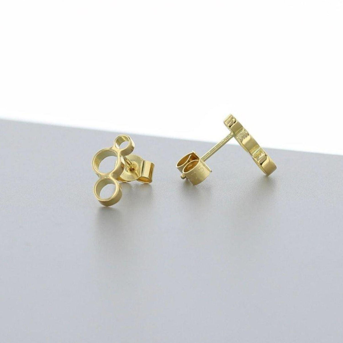 A pair of Golden Bubbles studs, celebration-themed design — Clustdlysau Aur