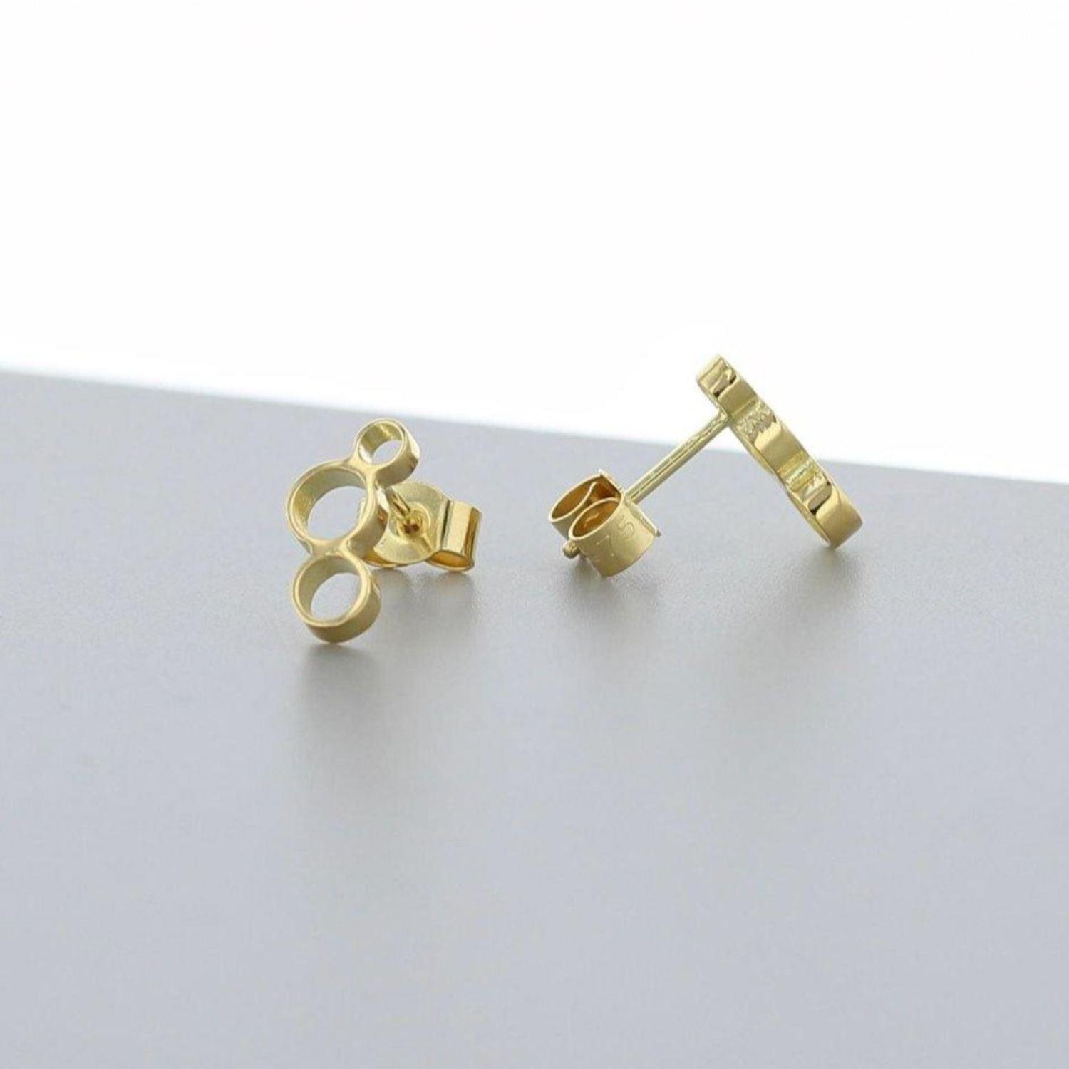 A pair of Golden Bubbles studs, celebration-themed design — Clustdlysau Aur