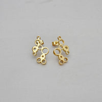 Golden Bubbles statement earrings, 18ct gold — clustered circles inspired by rising champagne bubbles — Clustdlysau Aur