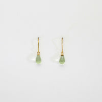 Green quartz silver 22ct gold plated hook earrings by Charlotte Reid