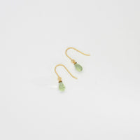 Green quartz silver 22ct gold plated hook earrings by Charlotte Reid