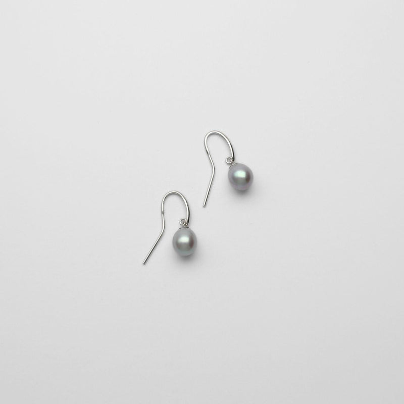 Grey 7mm Freshwater Teardrop Pearl Crook Earrings - Mari Thomas Jewellery