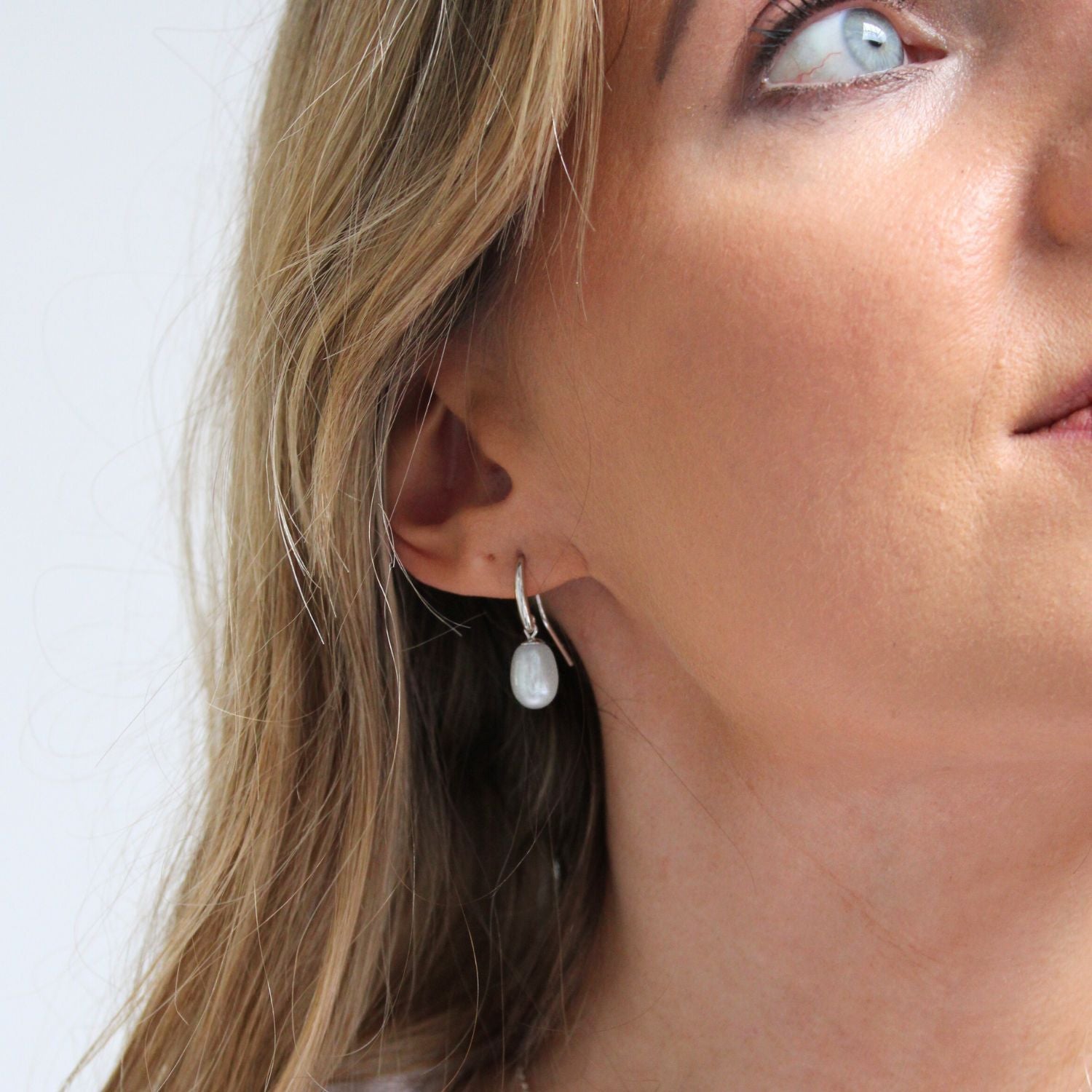 Grey 7.5mm freshwater teardrop pearl drop earrings Mari Thomas Jewellery