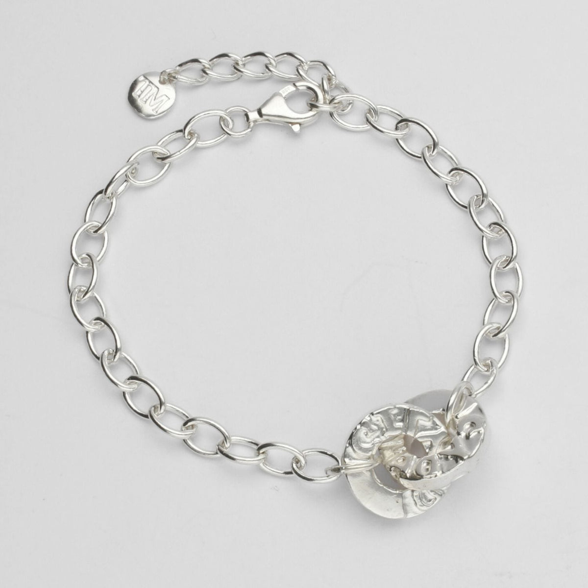 Gyda'n Gilydd bracelet, sterling silver — "together" written in Mari's own hand — Breichled Arian