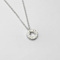 Gyda'n Gilydd single charm pendant, sterling silver — "together" written in Mari's own hand — Mwclis Arian