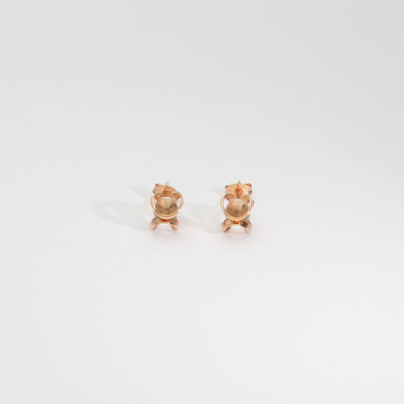 Earrings: 9ct rose gold and quartz stud earrings by Hanna Tommola