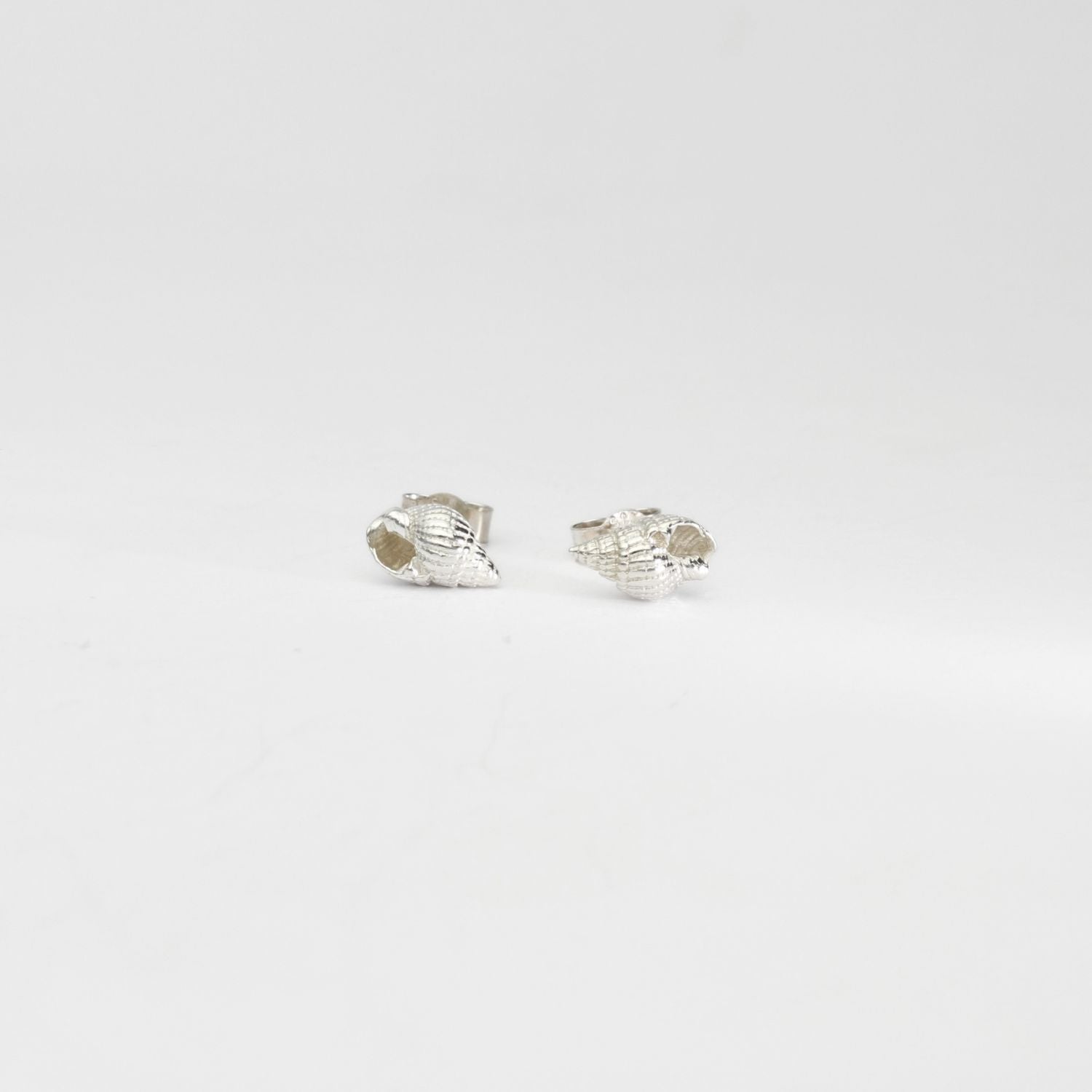 Large whelk silver studs by Kate Wimbush