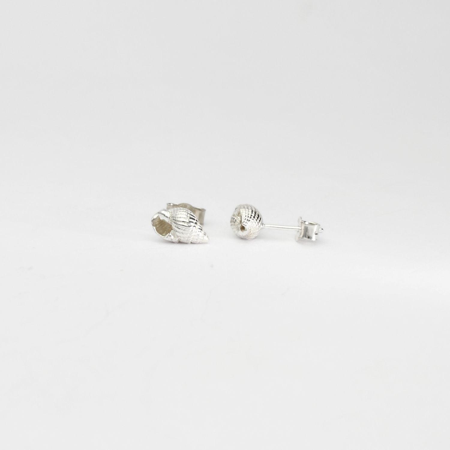 Large whelk silver studs by Kate Wimbush