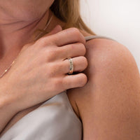 Linear sterling silver ring, side view