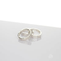 Linear sterling silver ring, stacked