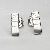 Linear: Small Silver Stud Earrings - Mari Thomas Jewellery