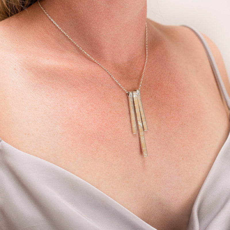 Linear: Triple Drop Silver Pendant - Mari Thomas Jewellery