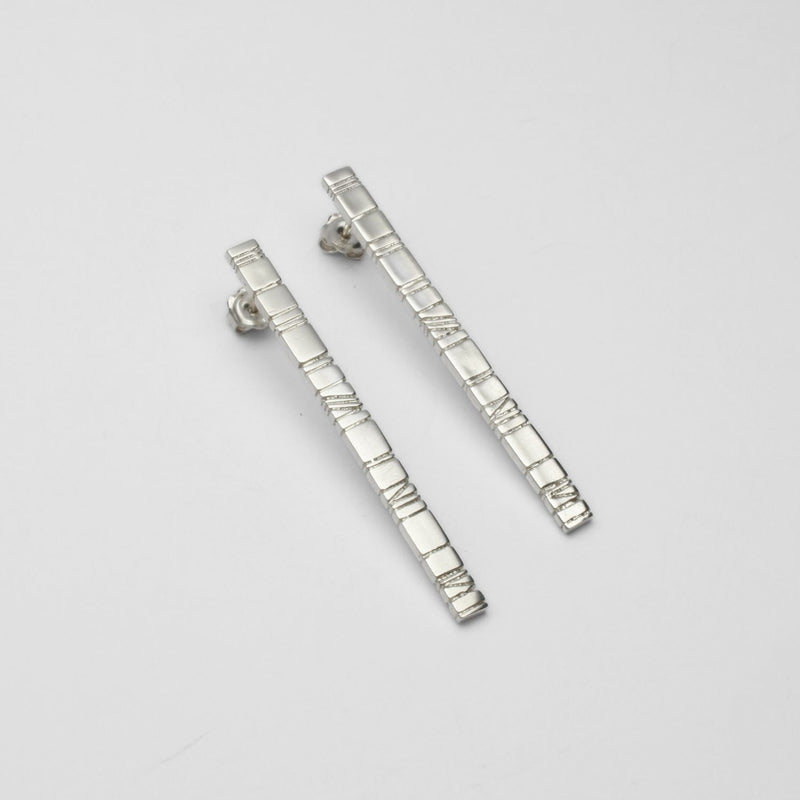 Linear: Long Silver Earrings