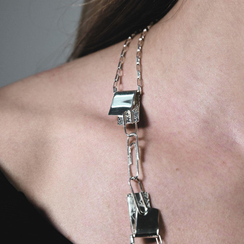 Memo: Long Silver Paperclip Necklace - Mari Thomas Jewellery