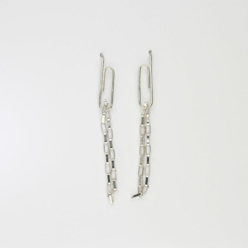 Memo: Long Silver Paperclip Earrings