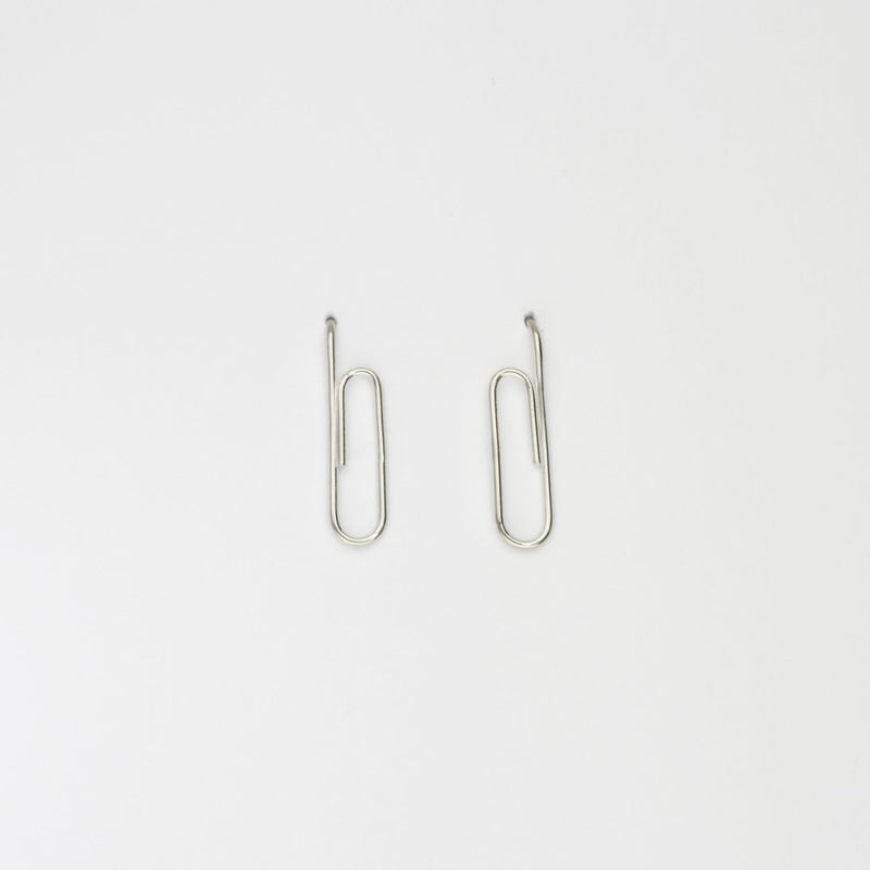 Memo: Silver Paperclip Earrings