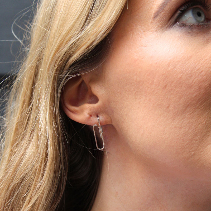 Memo: Silver Paperclip Earrings – Mari Thomas Jewellery