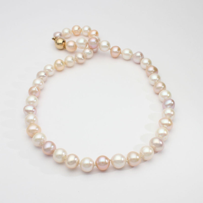 Mixed Cultured River Pearl Necklace With 9ct Gold Ball Clasp - Mari Thomas Jewellery