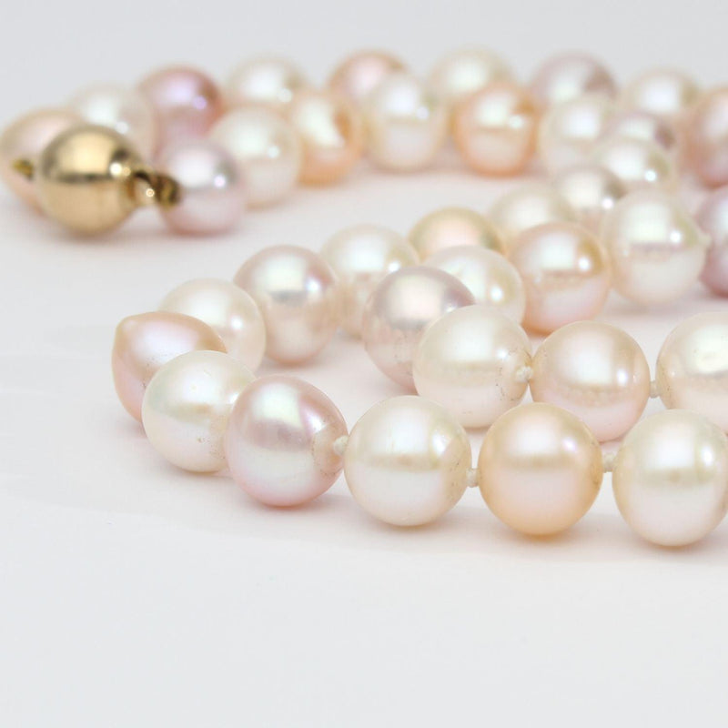 Handmade 9ct Gold Pearl Necklace With Freshwater Pearls & Gold Beads - Adjustable Length 16-24"