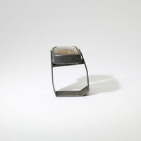 Rutilated quartz Monolith black silver ring by Chris Boland