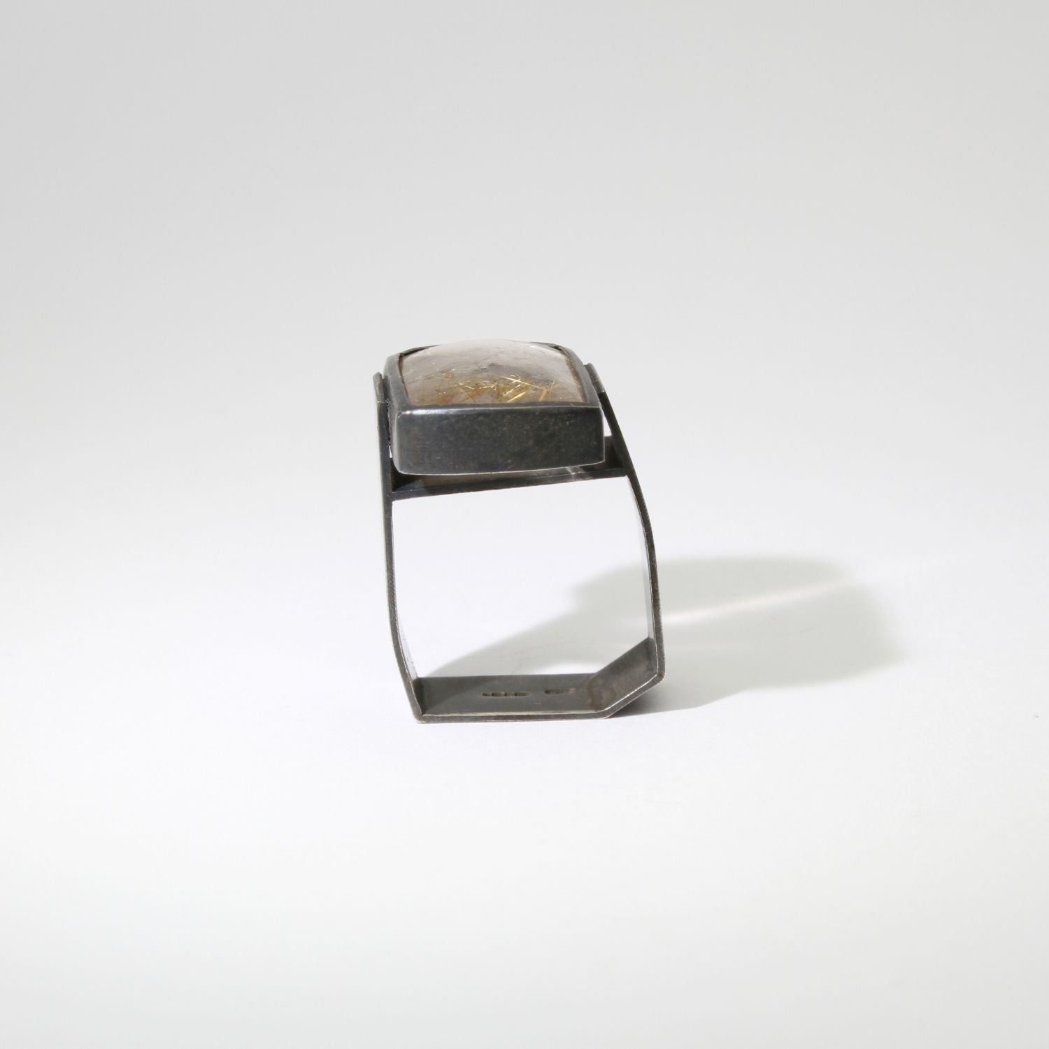 Rutilated quartz Monolith black silver ring by Chris Boland