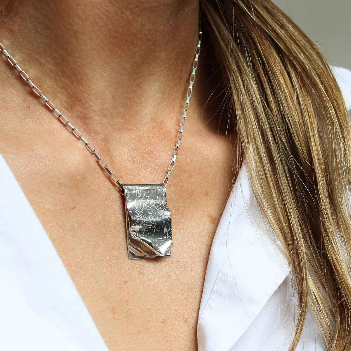 Pages Collection: Large Silver Pendant