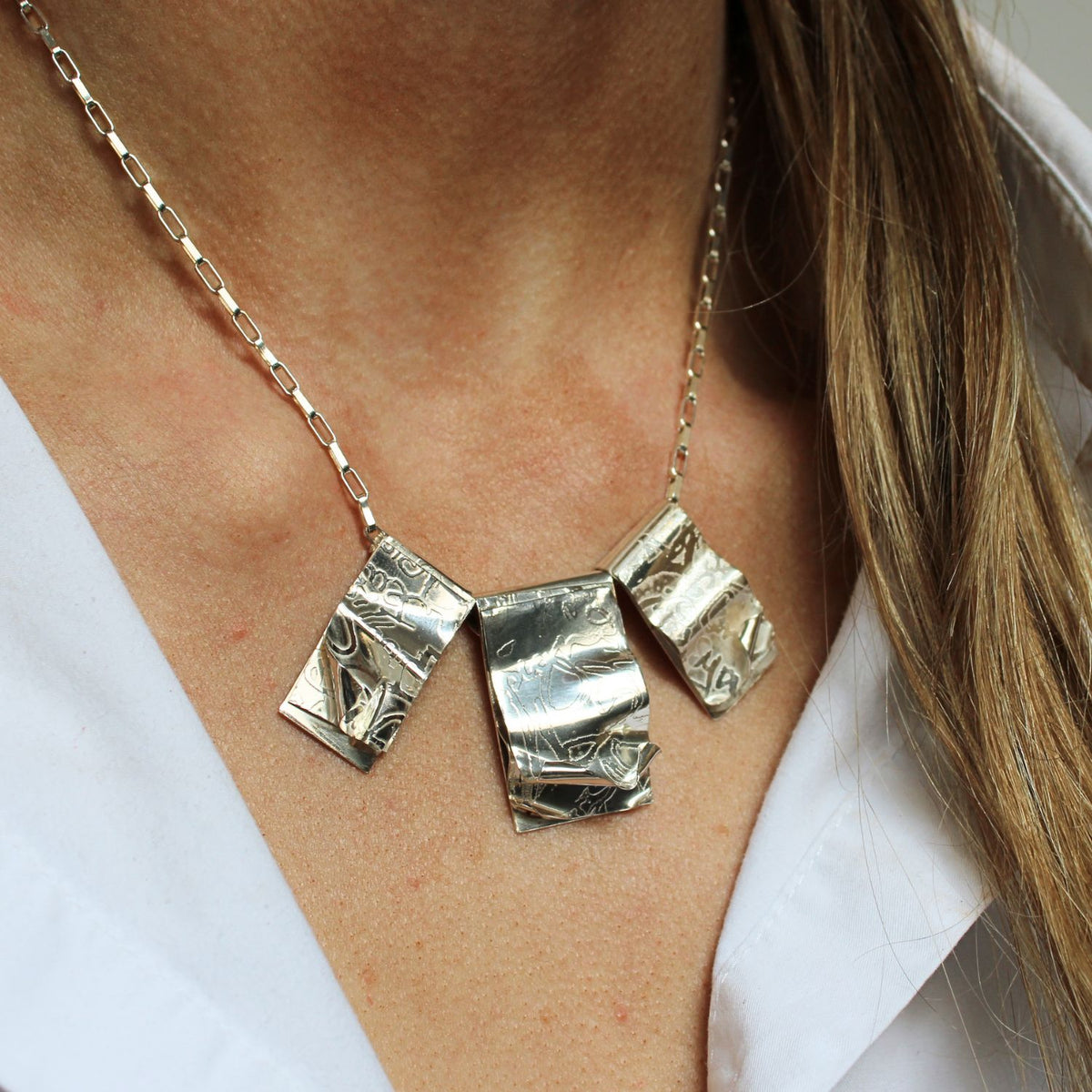 Pages Collection: Triple Silver Pendant