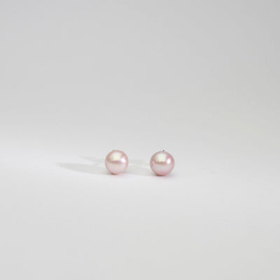 Pink 8mm round freshwater pearl stud earrings - Mari Thomas Jewellery