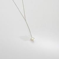 Silver drop white fresh water pearl pendant