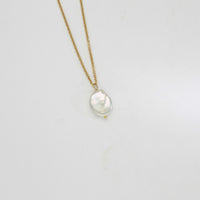 Silver gold plated coin fresh water pearl pendant