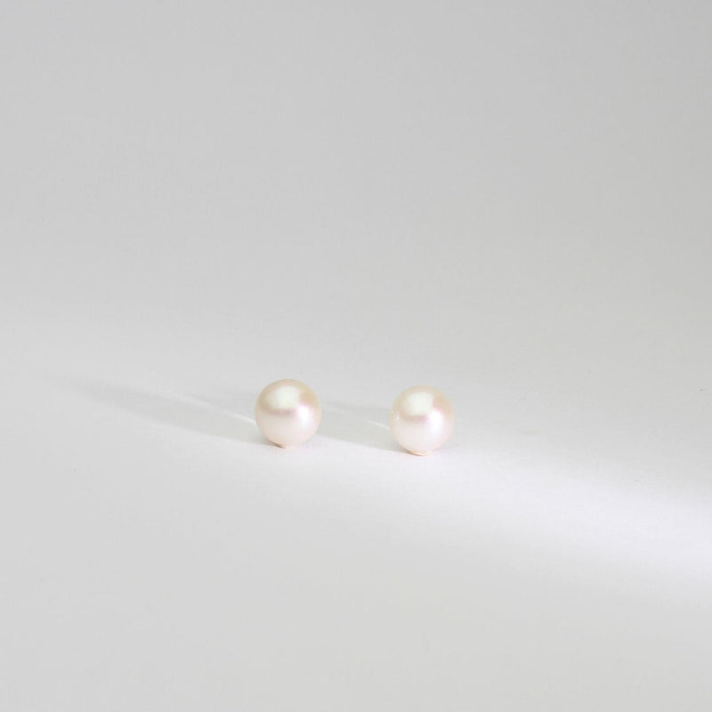 White 8mm round freshwater pearl stud earrings - Mari Thomas Jewellery