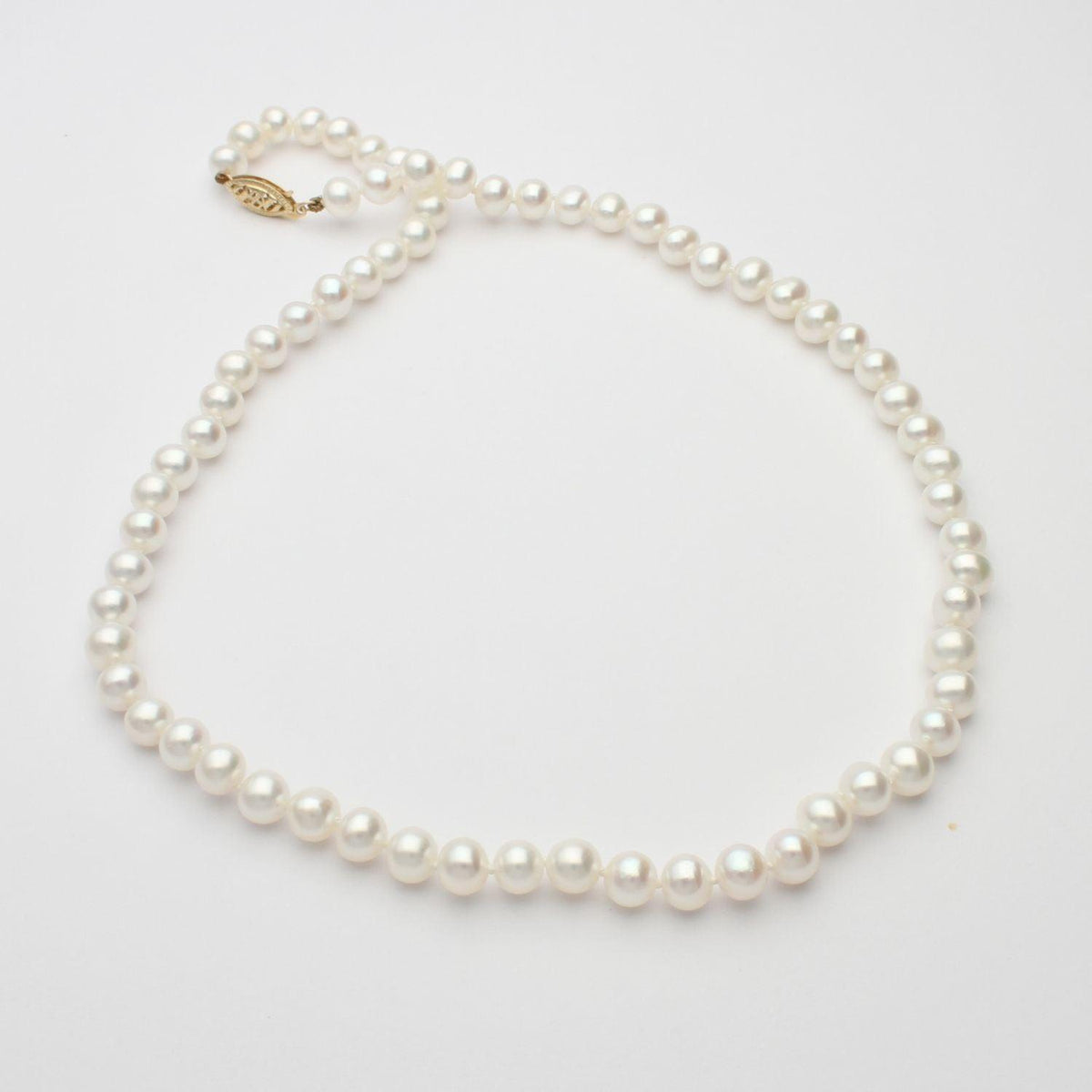 White Cultured River Pearl Necklace With 14ct Clasp - Mari Thomas Jewellery