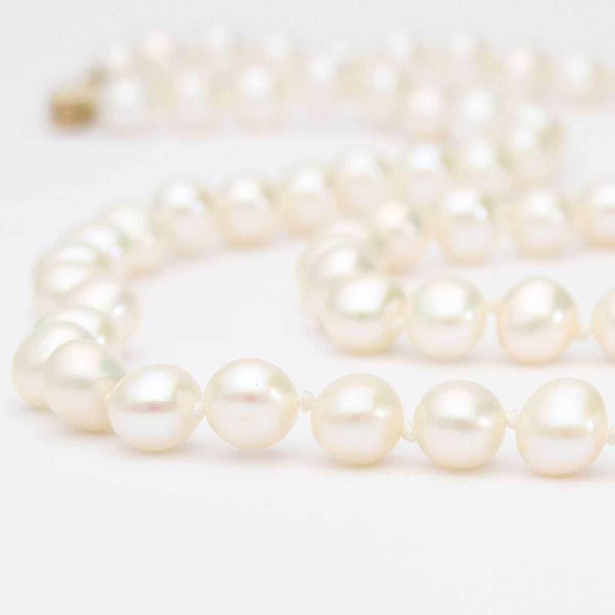 White Cultured River Pearl Necklace With 9ct Clasp - Mari Thomas Jewellery