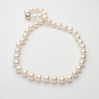 White Cultured River Pearl Necklace With Silver Magnetic Clasp - Mari Thomas Jewellery