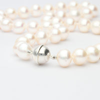 White Cultured River Pearl Necklace With Silver Magnetic Clasp - Mari Thomas Jewellery