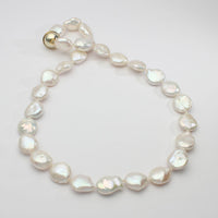 White Flat Baroque Cultured River Pearl Necklace - Mari Thomas Jewellery