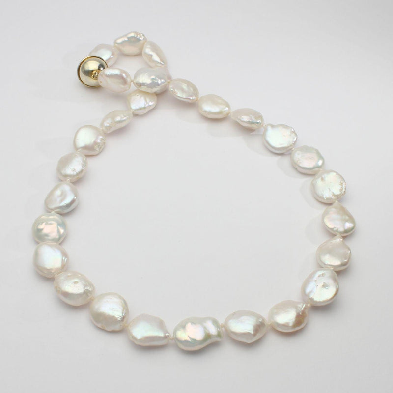 White Flat Baroque Cultured River Pearl Necklace - Mari Thomas Jewellery